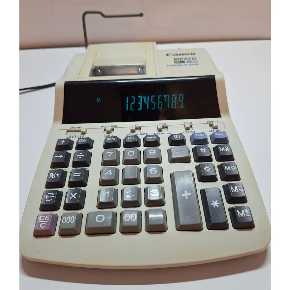 Vintage Canon MP27D Business Calculator Clock Calendar 12 Digits Tested Working